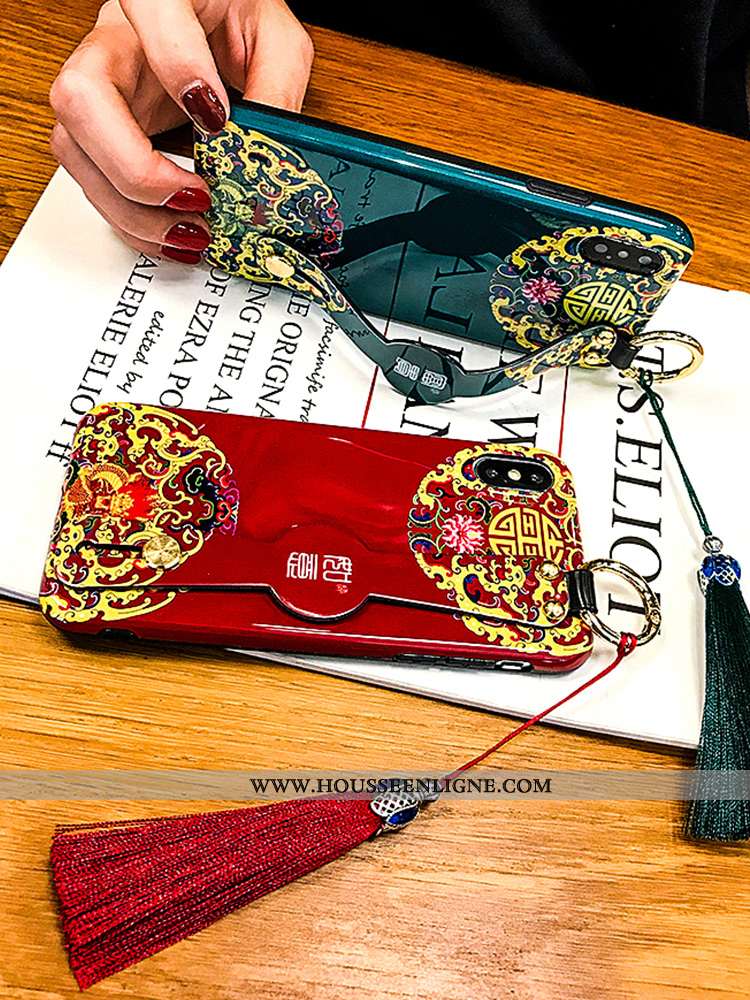Étui iPhone Xs Style Chinois Sentir Bleu Tout Compris Coque Téléphone Portable Support