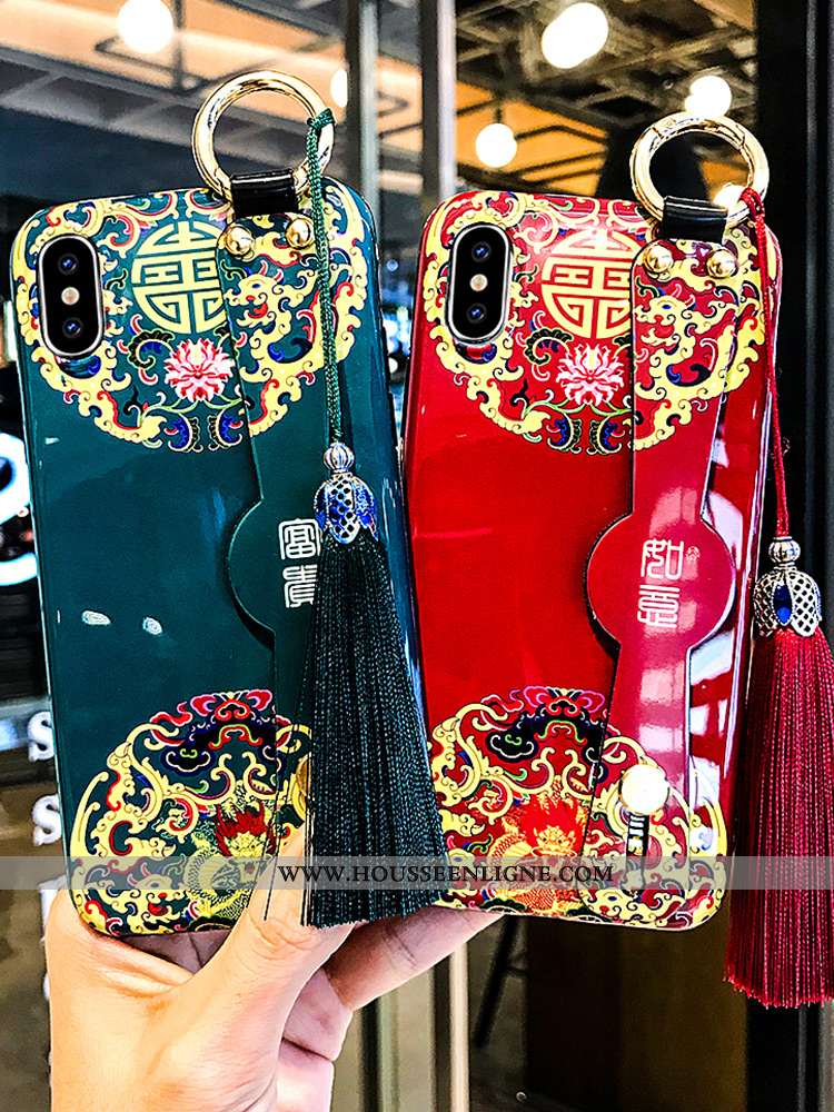 Étui iPhone Xs Style Chinois Sentir Bleu Tout Compris Coque Téléphone Portable Support