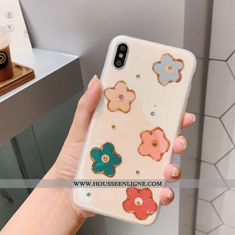 Étui iPhone Xs Tendance Créatif Fleur Coque Net Rouge Petit Téléphone Portable