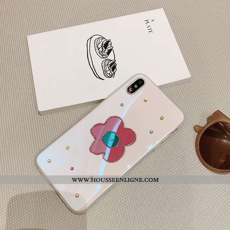 Étui iPhone Xs Tendance Créatif Fleur Coque Net Rouge Petit Téléphone Portable