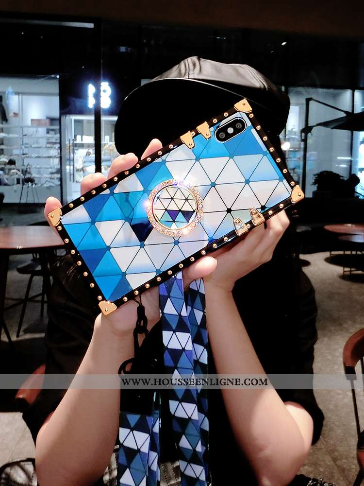 Étui iPhone Xs Tendance Silicone Tout Compris Personnalité Net Rouge Incassable Luxe Bleu