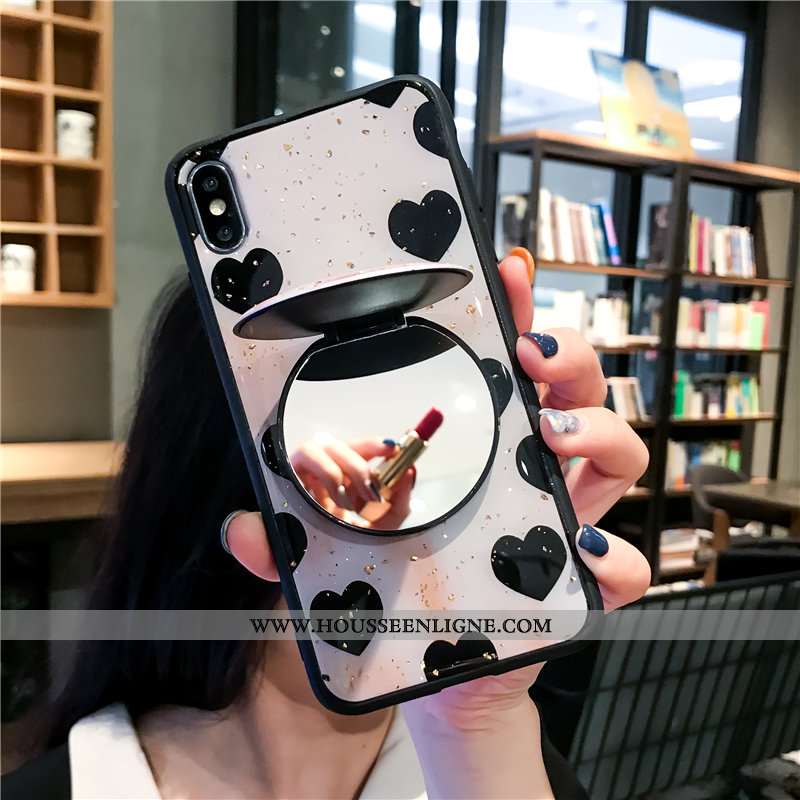 Étui iPhone Xs Tendance Verre Miroir Téléphone Portable Support Coque Rouge