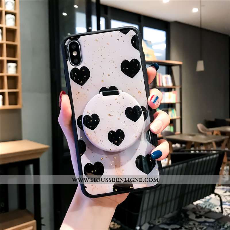 Étui iPhone Xs Tendance Verre Miroir Téléphone Portable Support Coque Rouge