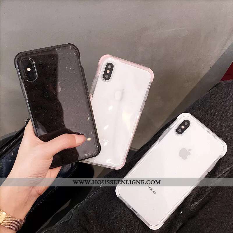 Étui iPhone Xs Transparent Personnalité Fluide Doux Noir Tout Compris Tendance Net Rouge
