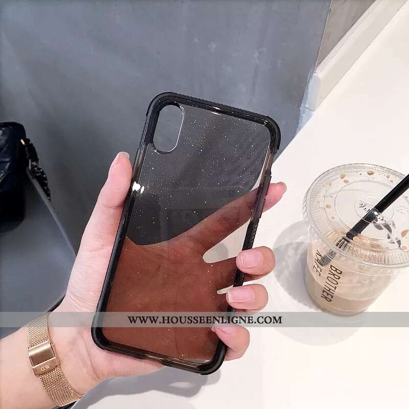 Étui iPhone Xs Transparent Personnalité Fluide Doux Noir Tout Compris Tendance Net Rouge