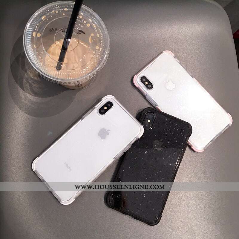 Étui iPhone Xs Transparent Personnalité Fluide Doux Noir Tout Compris Tendance Net Rouge