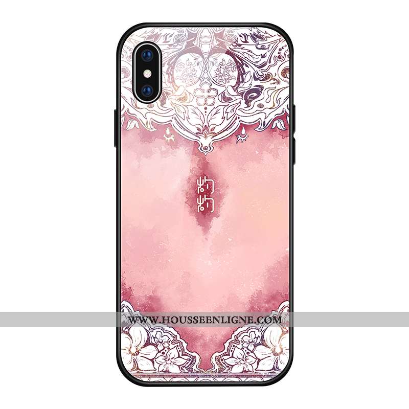 Étui iPhone Xs Verre Personnalité Luxe Coque Vintage Créatif Bleu