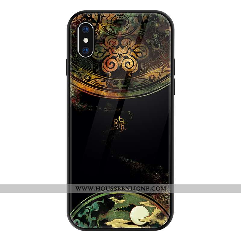 Étui iPhone Xs Verre Personnalité Luxe Coque Vintage Créatif Bleu