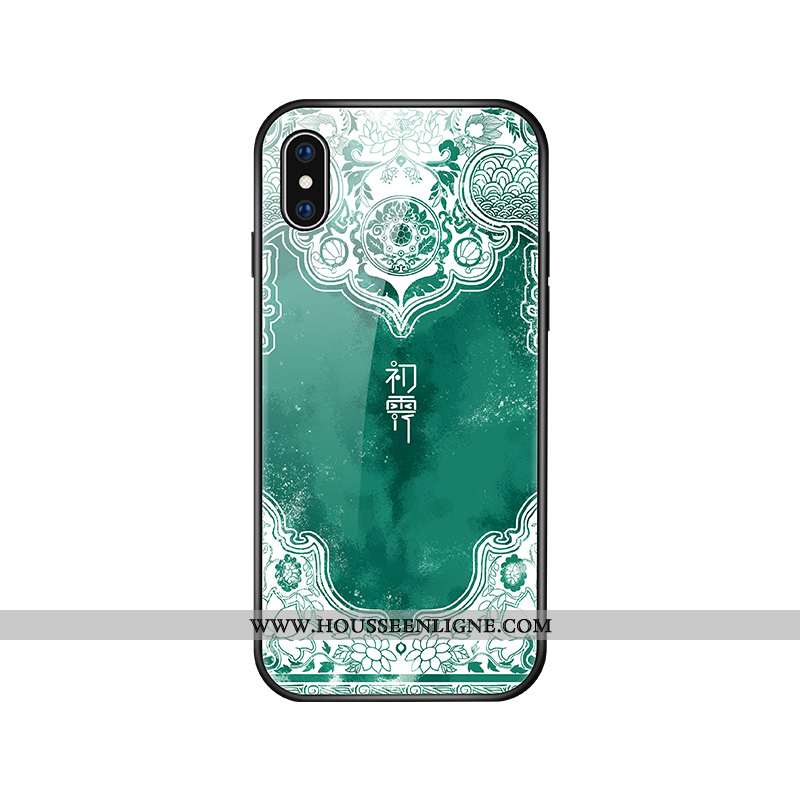 Étui iPhone Xs Verre Personnalité Luxe Coque Vintage Créatif Bleu
