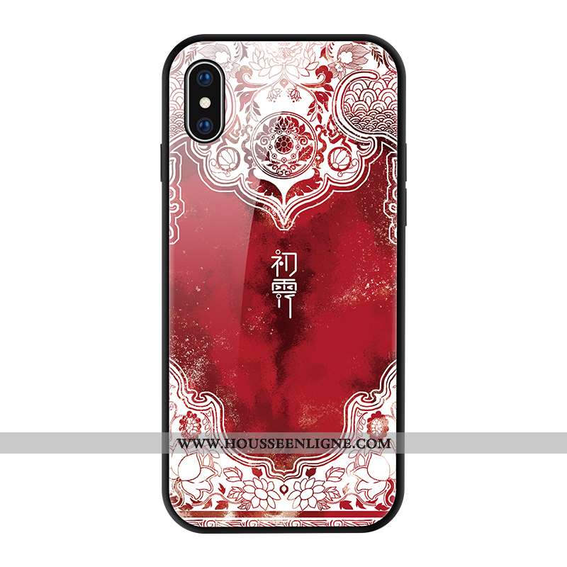Étui iPhone Xs Verre Personnalité Luxe Coque Vintage Créatif Bleu