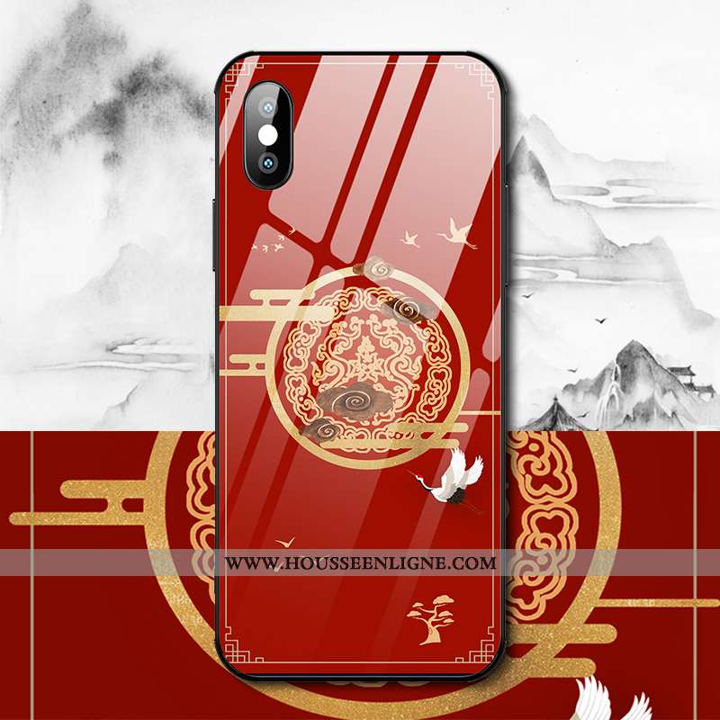 Étui iPhone Xs Verre Personnalité Ultra Tendance Légère Tout Compris Célébrité Rouge