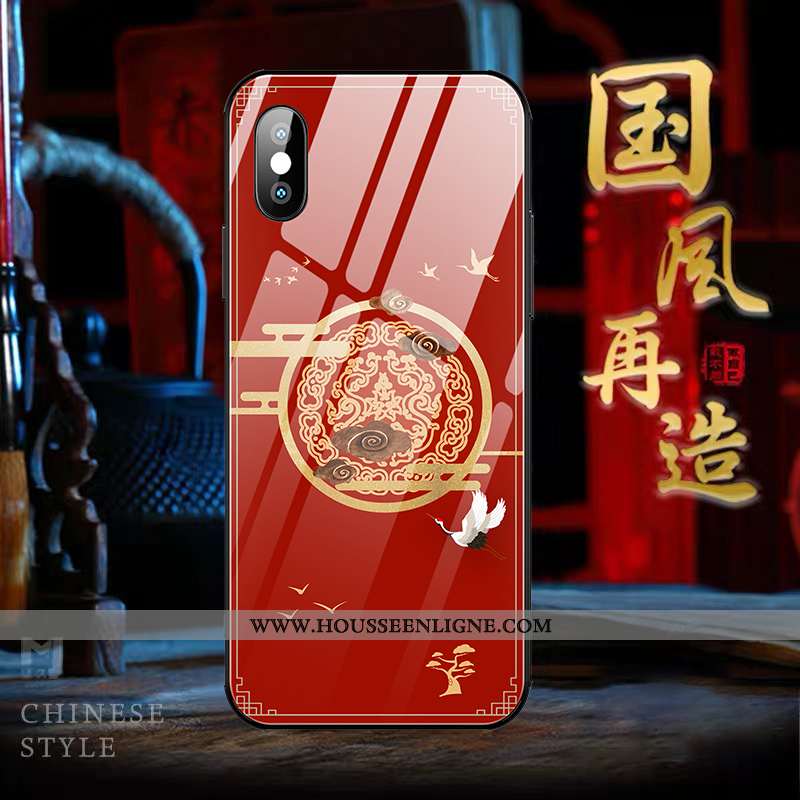 Étui iPhone Xs Verre Personnalité Ultra Tendance Légère Tout Compris Célébrité Rouge