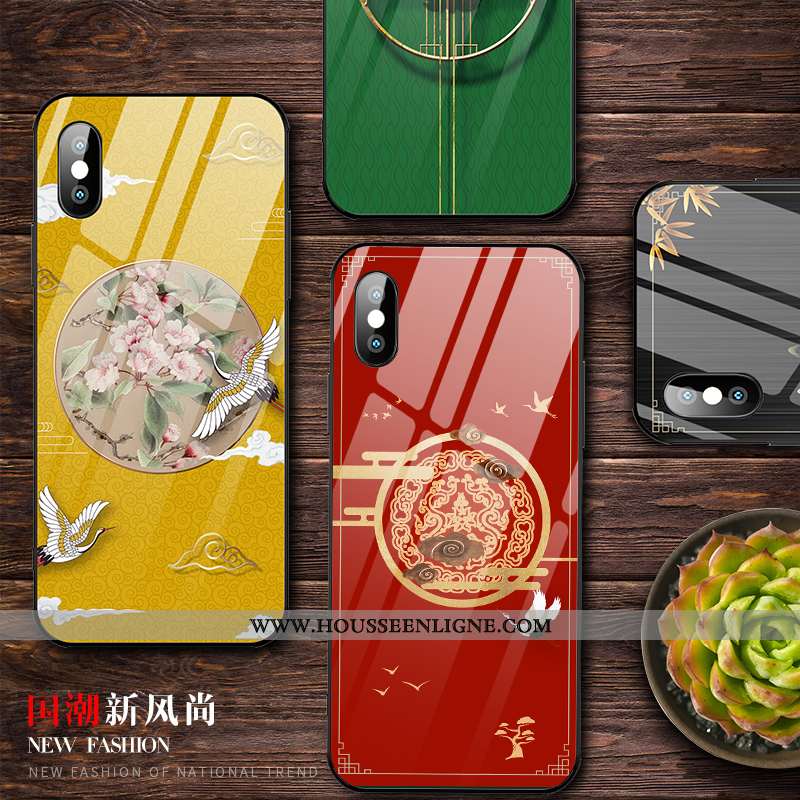 Étui iPhone Xs Verre Personnalité Ultra Tendance Légère Tout Compris Célébrité Rouge