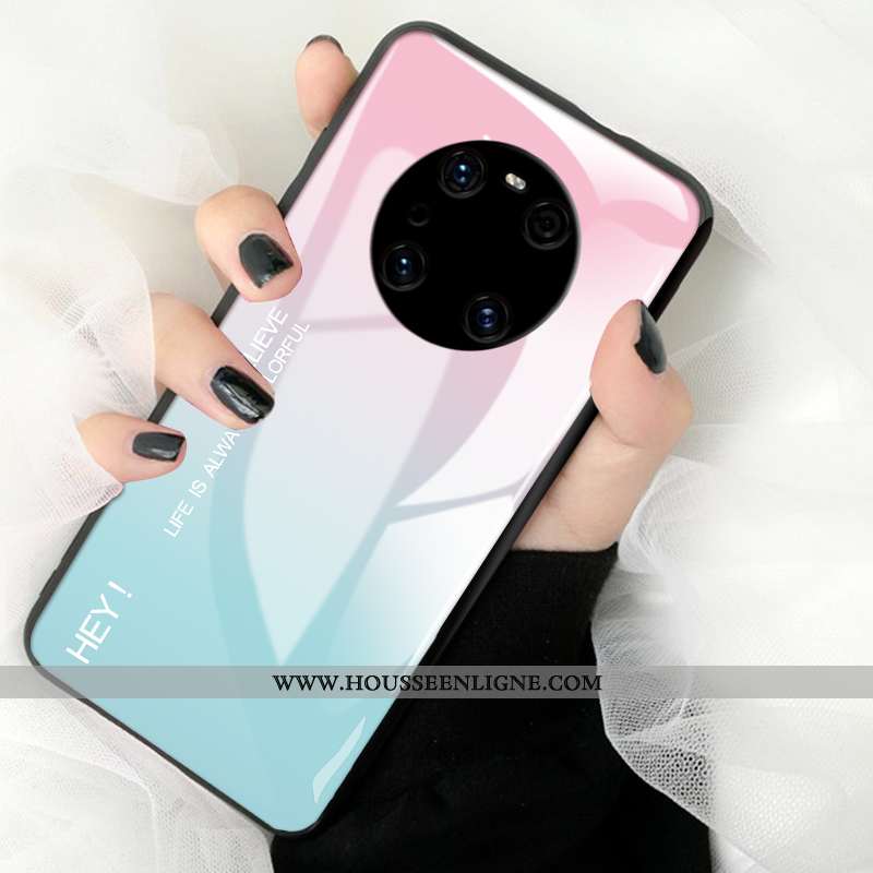 Coque Huawei Mate 40 Pro Silicone Mode Tout Compris Étui Verre Téléphone Portable Rose