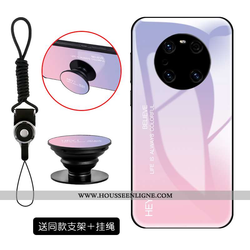 Coque Huawei Mate 40 Pro Silicone Mode Tout Compris Étui Verre Téléphone Portable Rose