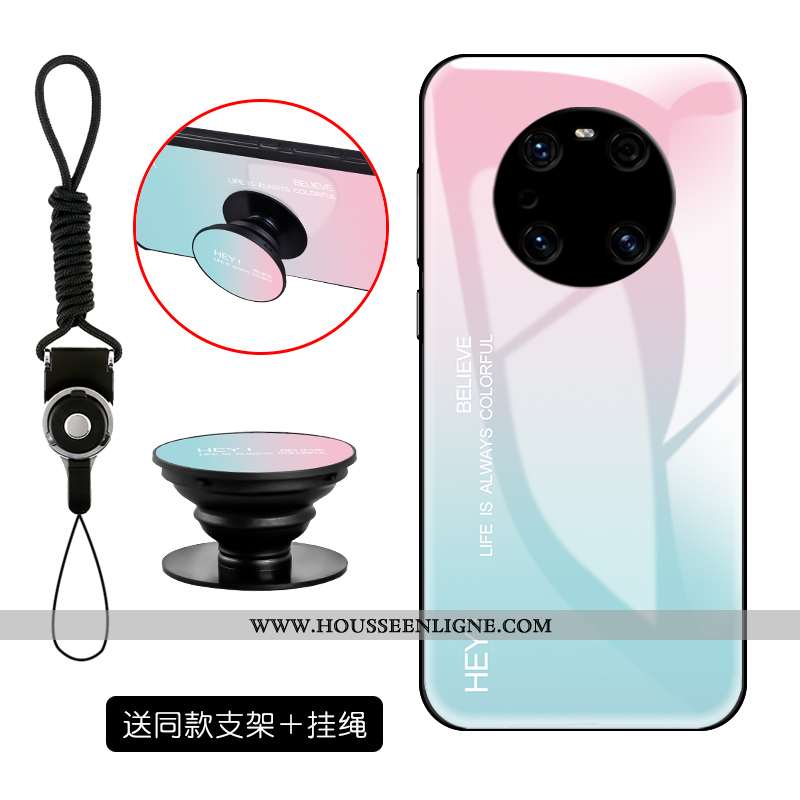 Coque Huawei Mate 40 Pro Silicone Mode Tout Compris Étui Verre Téléphone Portable Rose