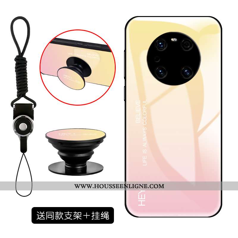 Coque Huawei Mate 40 Pro Silicone Mode Tout Compris Étui Verre Téléphone Portable Rose