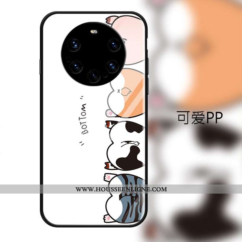 Coque Huawei Mate 40 Rs Protection Verre Miroir Jaune Tendance Dessin Animé Téléphone Portable