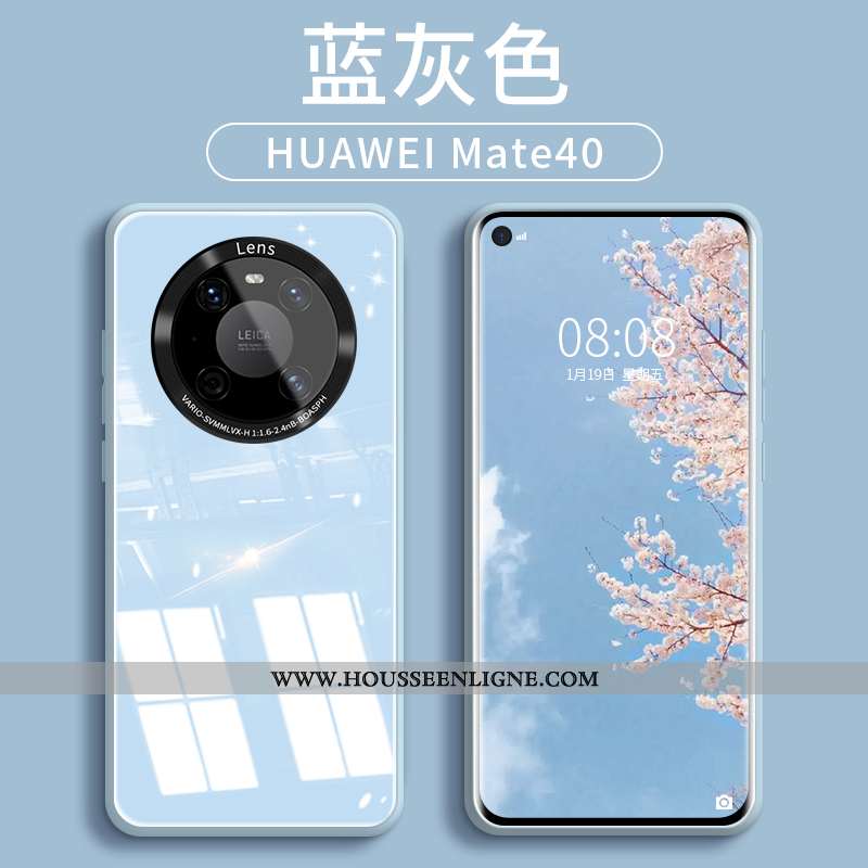 Coque Huawei Mate 40 Silicone Protection Bleu Téléphone Portable Verre Tendance