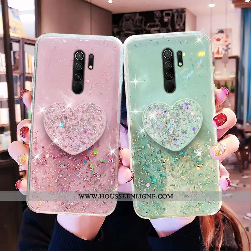 Coque Xiaomi Redmi 9 Légère Fluide Doux Amour Protection Transparent Rouge Rose