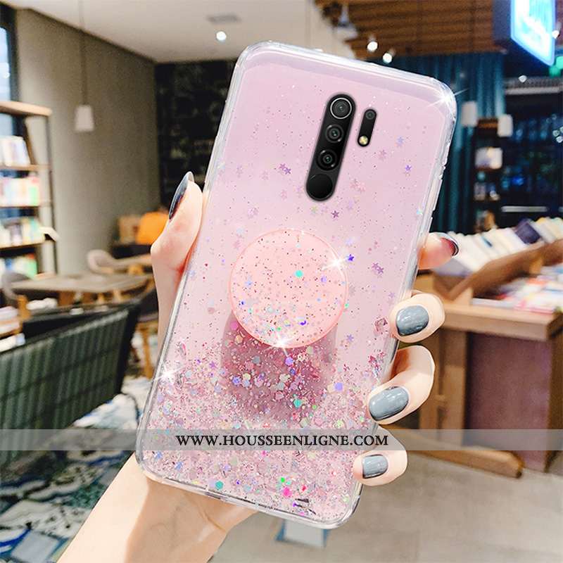 Coque Xiaomi Redmi 9 Légère Fluide Doux Amour Protection Transparent Rouge Rose