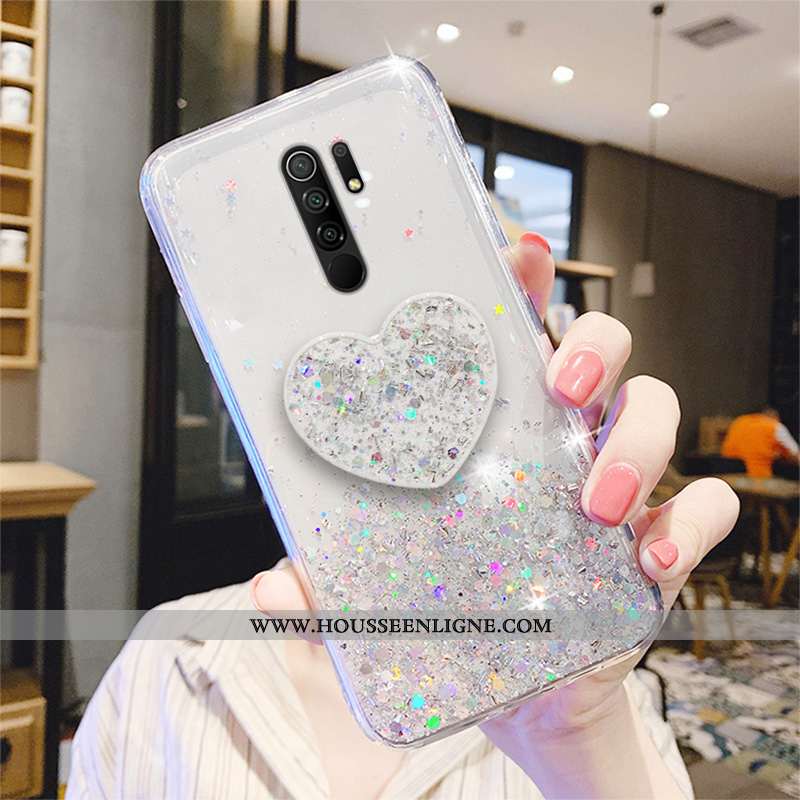Coque Xiaomi Redmi 9 Légère Fluide Doux Amour Protection Transparent Rouge Rose