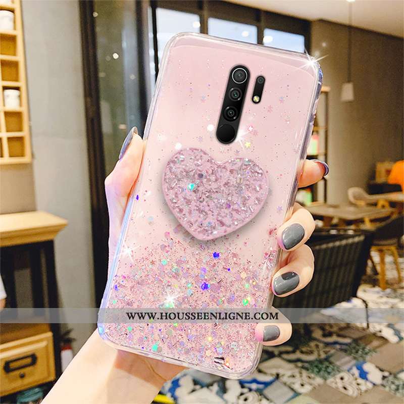 Coque Xiaomi Redmi 9 Légère Fluide Doux Amour Protection Transparent Rouge Rose