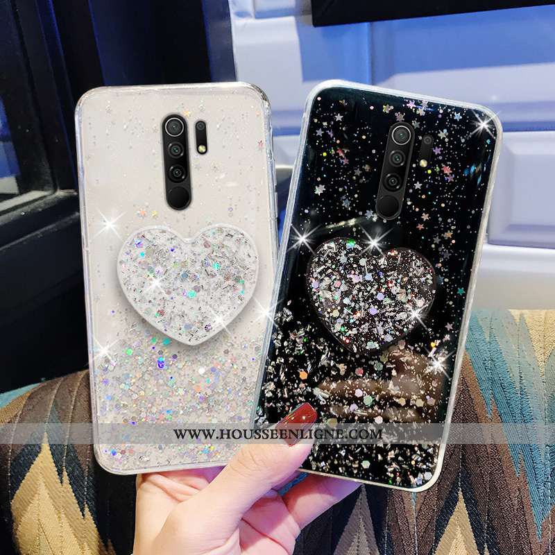 Coque Xiaomi Redmi 9 Légère Fluide Doux Amour Protection Transparent Rouge Rose