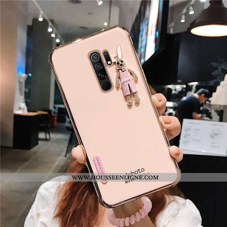Coque Xiaomi Redmi 9 Mode Protection Silicone Simple Incruster Strass Téléphone Portable Étui Verte