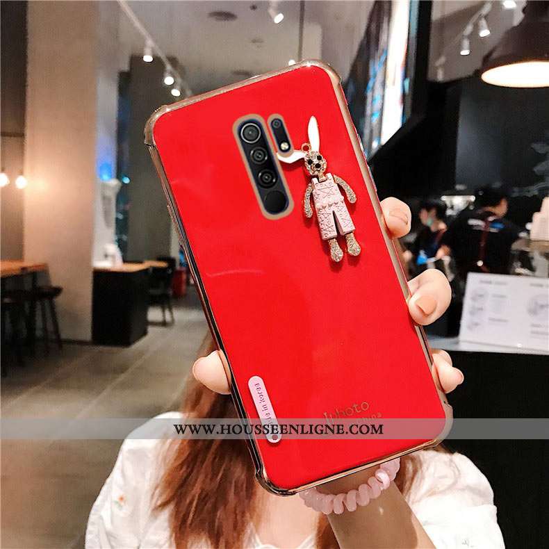 Coque Xiaomi Redmi 9 Mode Protection Silicone Simple Incruster Strass Téléphone Portable Étui Verte