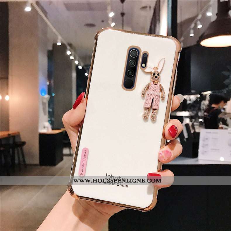 Coque Xiaomi Redmi 9 Mode Protection Silicone Simple Incruster Strass Téléphone Portable Étui Verte