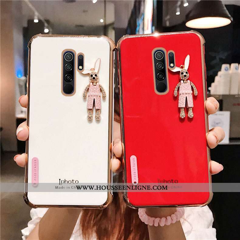 Coque Xiaomi Redmi 9 Mode Protection Silicone Simple Incruster Strass Téléphone Portable Étui Verte