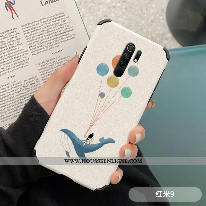 Coque Xiaomi Redmi 9 Modèle Fleurie Fluide Doux Rouge Gaufrage Net Rouge Nouveau Soie Mulberry Blanc