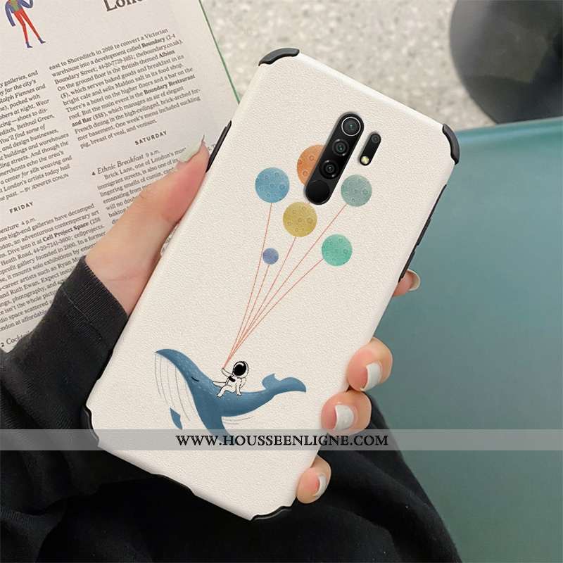 Coque Xiaomi Redmi 9 Modèle Fleurie Fluide Doux Rouge Gaufrage Net Rouge Nouveau Soie Mulberry Blanc