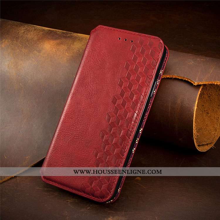 Coque Xiaomi Redmi 9 Protection Cuir Étui Vin Rouge Incassable Housse Bordeaux