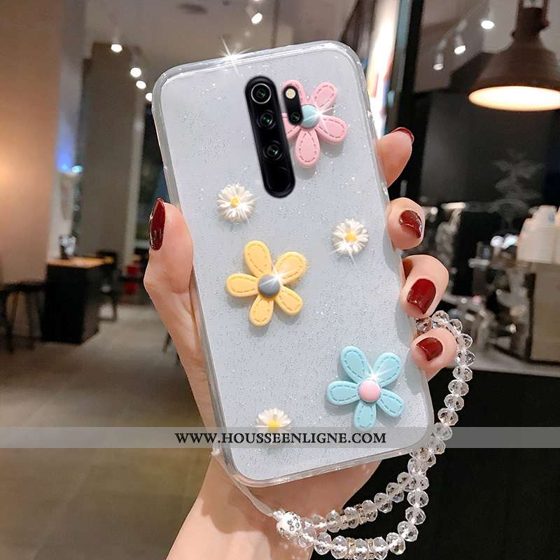 Coque Xiaomi Redmi 9 Protection Transparent Fluide Doux Petit Rouge Étui Argent