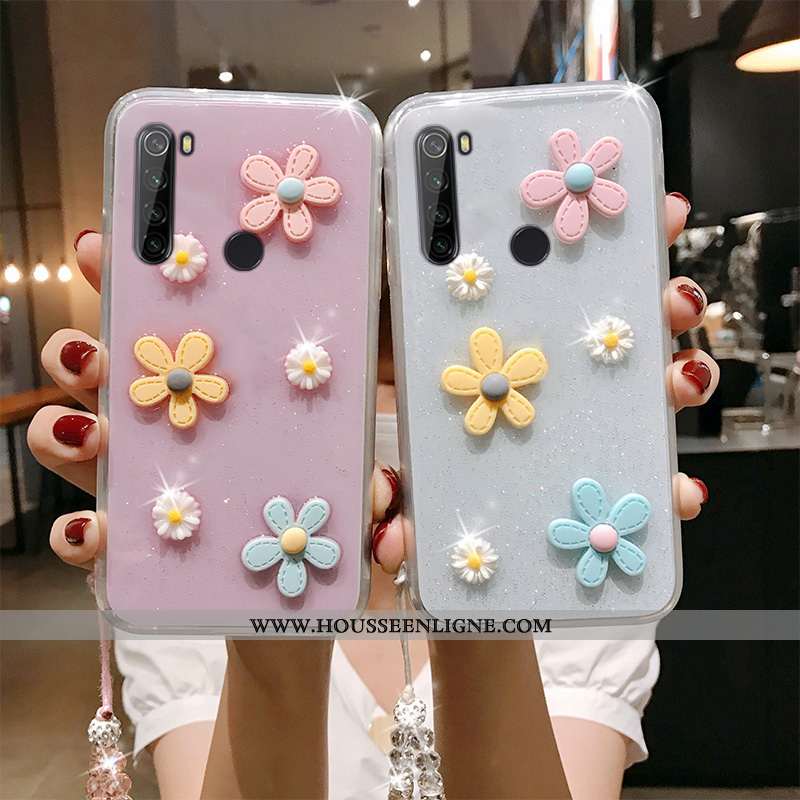 Coque Xiaomi Redmi 9 Protection Transparent Fluide Doux Petit Rouge Étui Argent