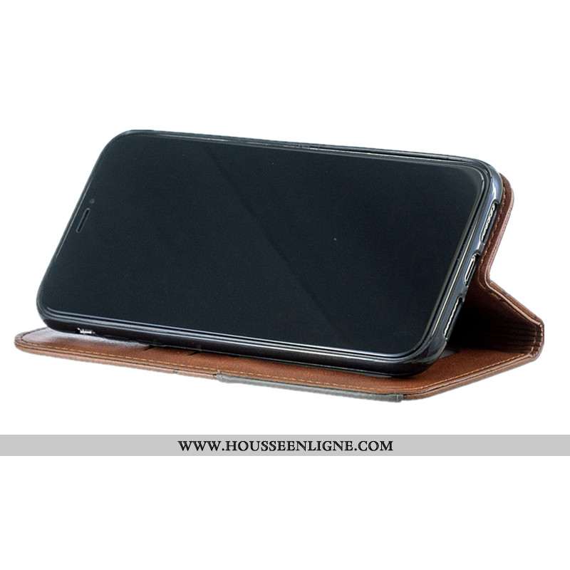 Coque iPhone 12 Mini Portefeuille Cuir Protection Housse Téléphone Portable Étui Tout Compris Khaki