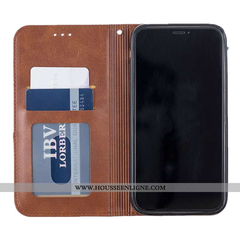 Coque iPhone 12 Mini Portefeuille Cuir Protection Housse Téléphone Portable Étui Tout Compris Khaki