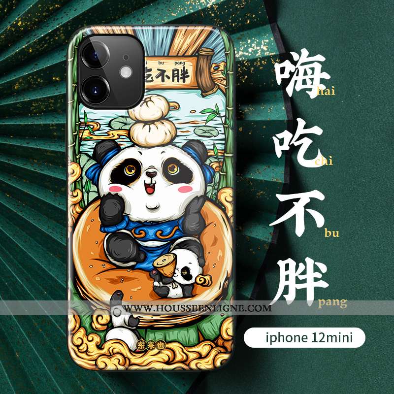 Coque iPhone 12 Mini Silicone Verre Incassable Téléphone Portable Vert Personnalité Verte