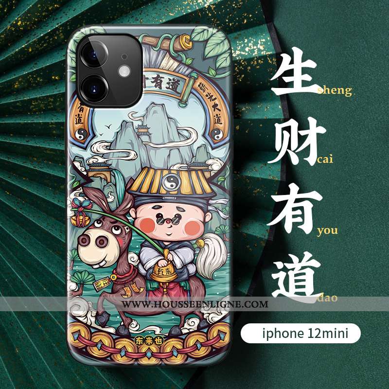 Coque iPhone 12 Mini Silicone Verre Incassable Téléphone Portable Vert Personnalité Verte