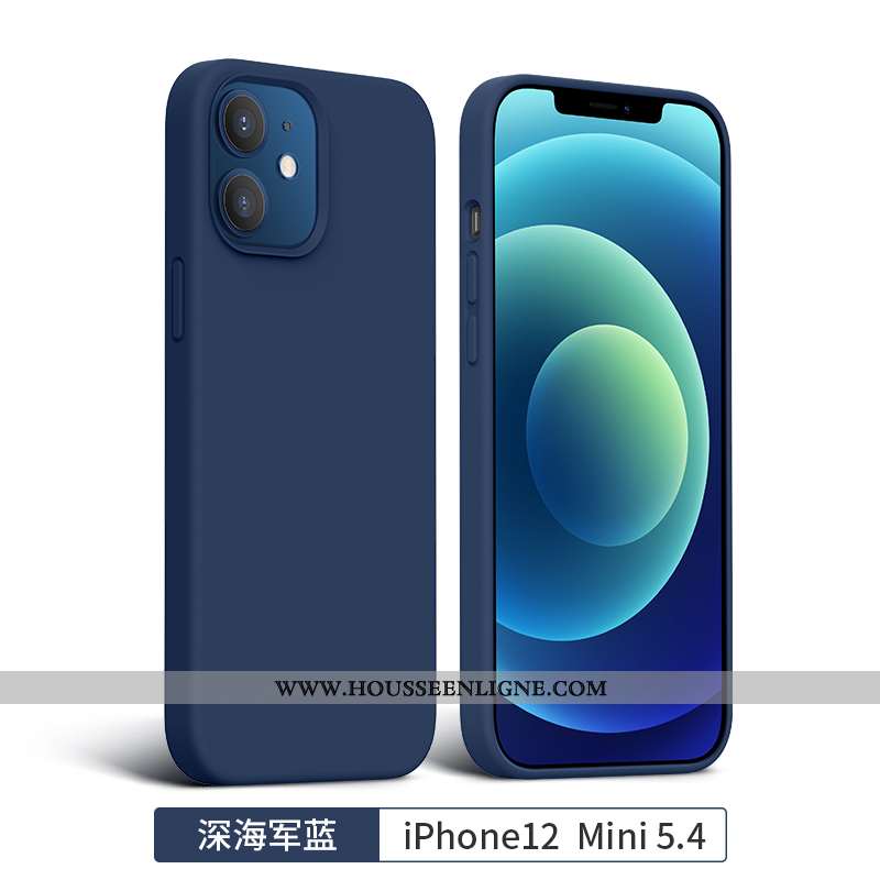 Coque iPhone 12 Mini Tendance Silicone Incassable Téléphone Portable Tout Compris Bleu Marin Bleu Fo