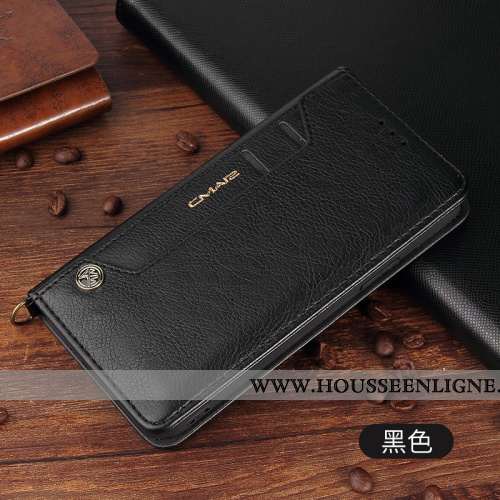 Coque iPhone 12 Pro Cuir Véritable Cuir Business Téléphone Portable Incassable Housse Carte Rouge