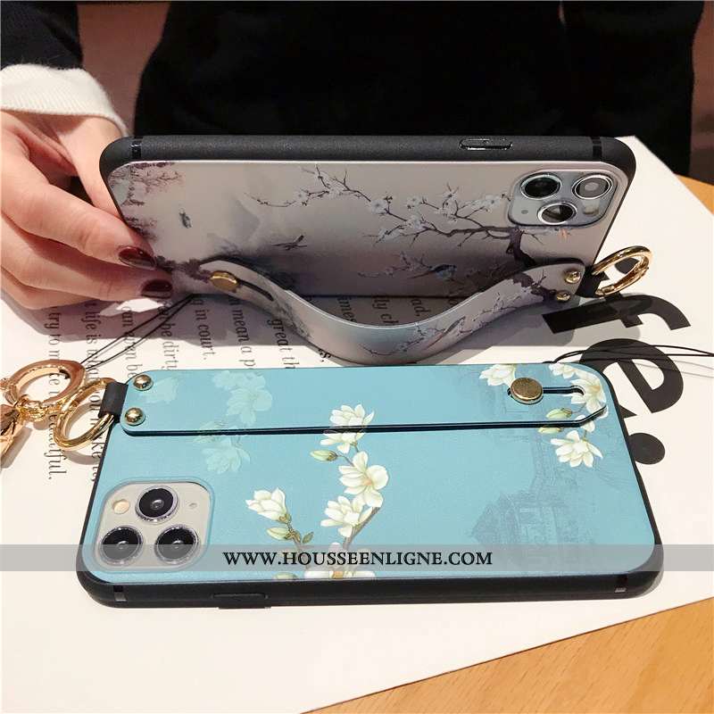 Coque iPhone 12 Pro Gaufrage Vintage Téléphone Portable Rose Protection Étui