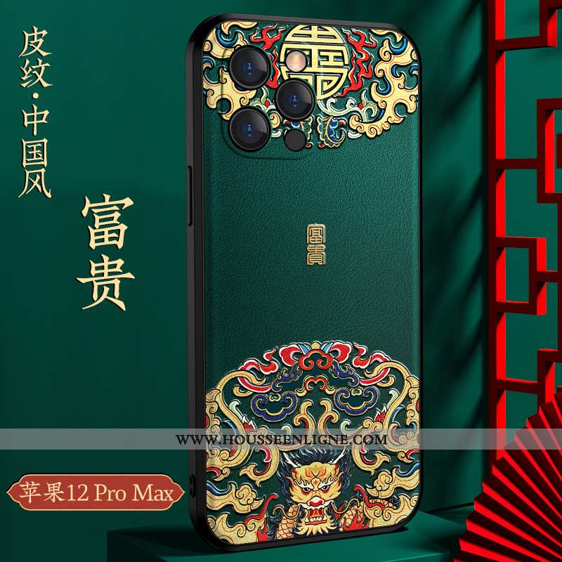 Coque iPhone 12 Pro Max Personnalité Créatif Luxe Tout Compris Nouveau Style Chinois Rouge