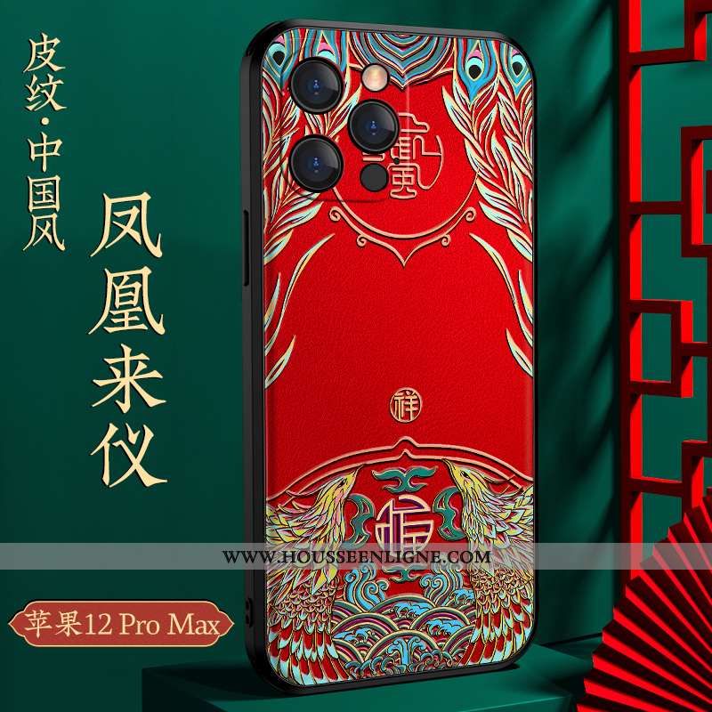 Coque iPhone 12 Pro Max Personnalité Créatif Luxe Tout Compris Nouveau Style Chinois Rouge