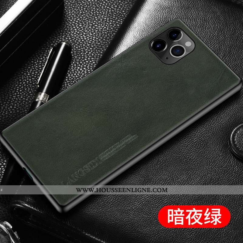 Coque iPhone 12 Pro Max Personnalité Cuir Véritable Bovins Étui Bleu Cuir Incassable