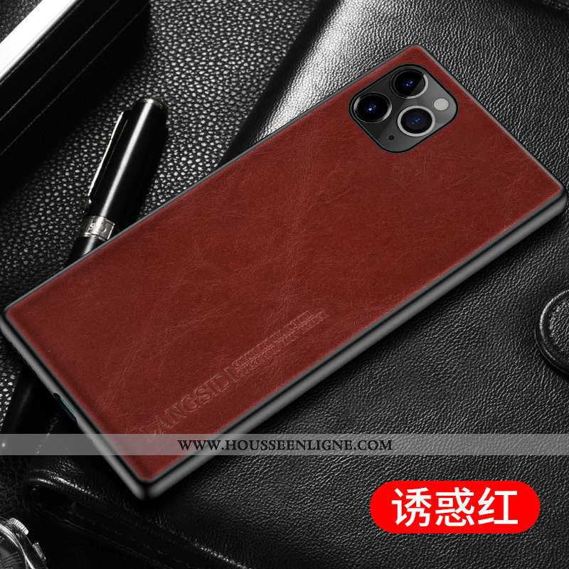 Coque iPhone 12 Pro Max Personnalité Cuir Véritable Bovins Étui Bleu Cuir Incassable