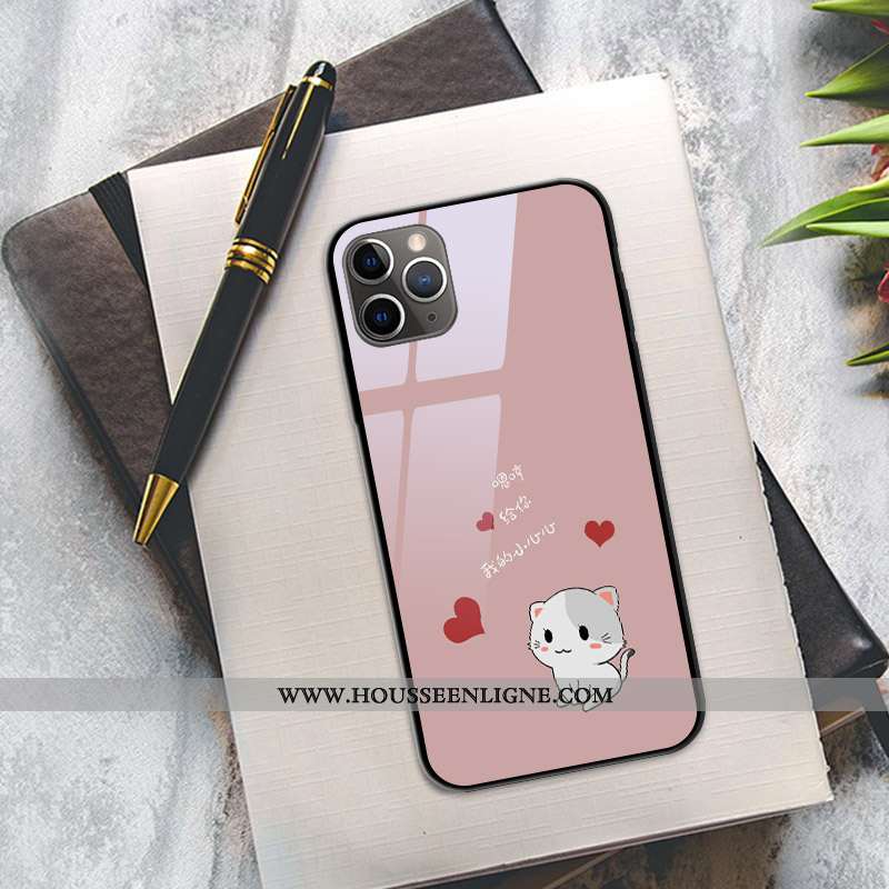 Coque iPhone 12 Pro Personnalité Créatif Nouveau Dessin Animé Chat Verre Bleu