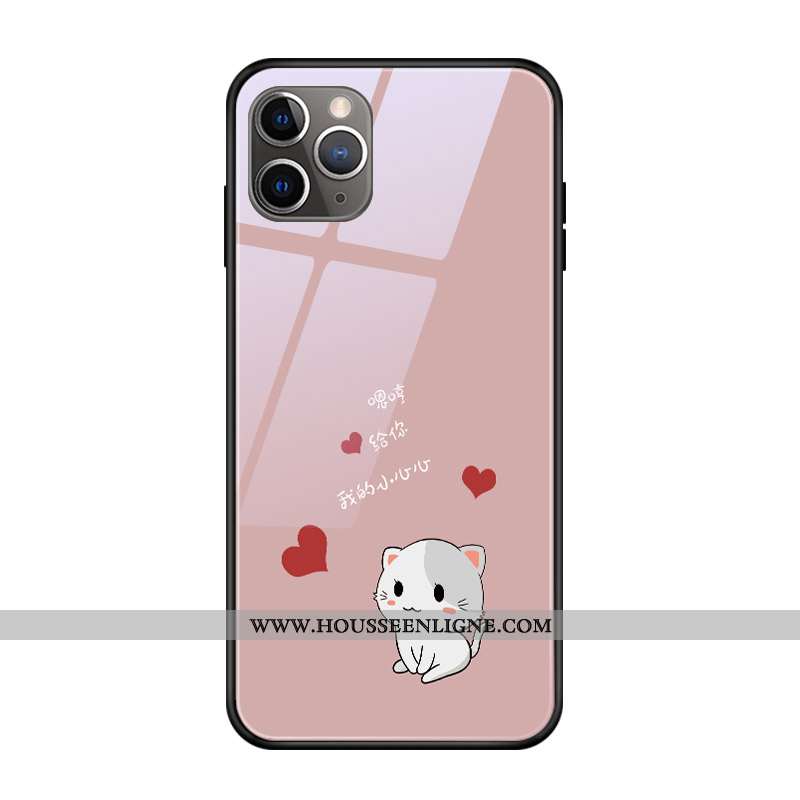 Coque iPhone 12 Pro Personnalité Créatif Nouveau Dessin Animé Chat Verre Bleu